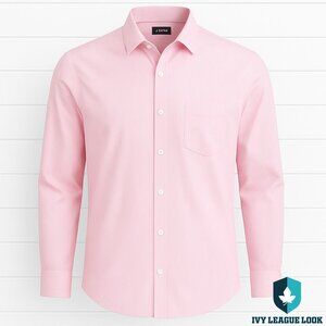 J.Crew Pink Stripe Classic Dress Shirt Mens L Flex Wrinkle Free Thompson Fit